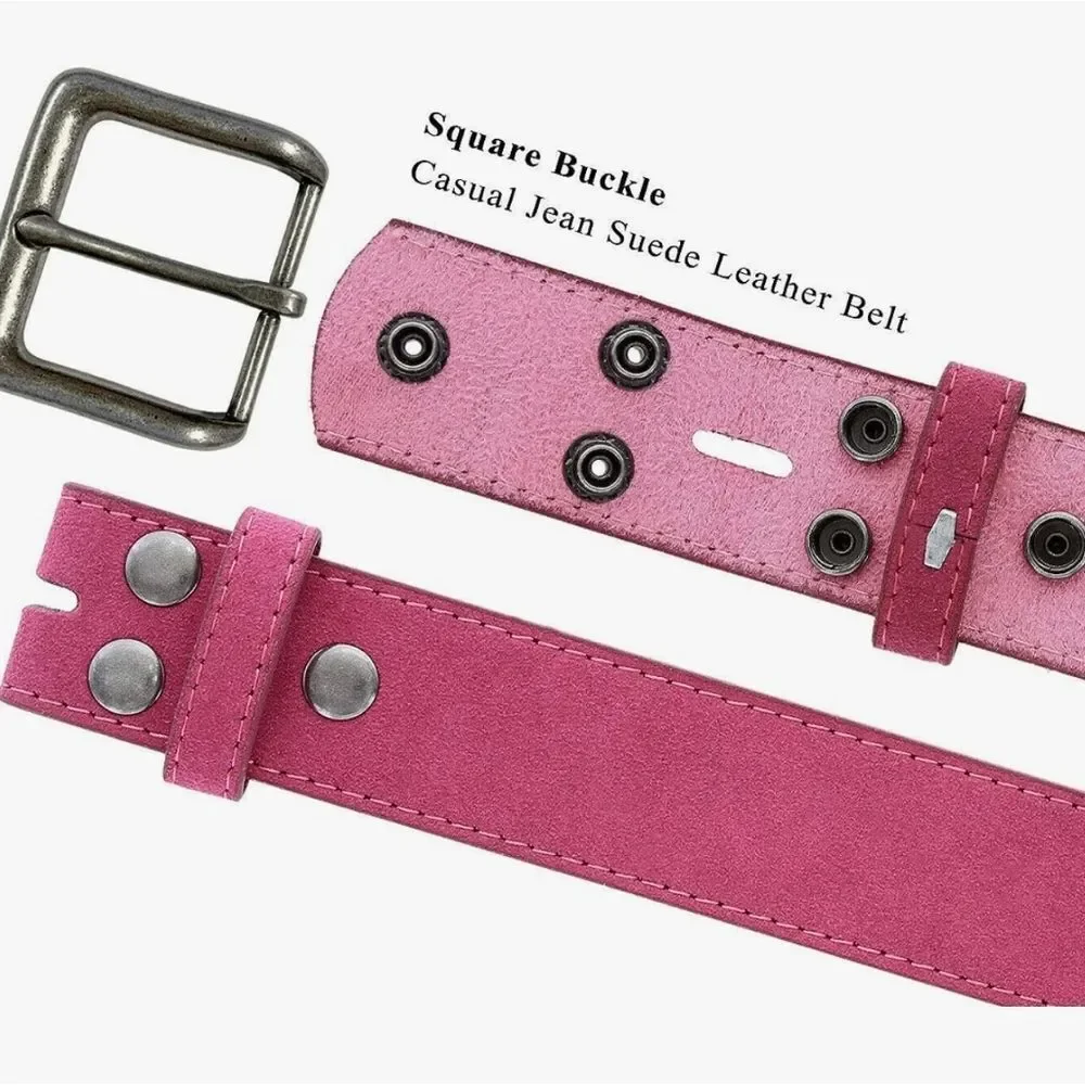 🔸️NWOT Fuchsia Genuine Suede Leather w/Detachable Antiqued Buckle Belt Small
